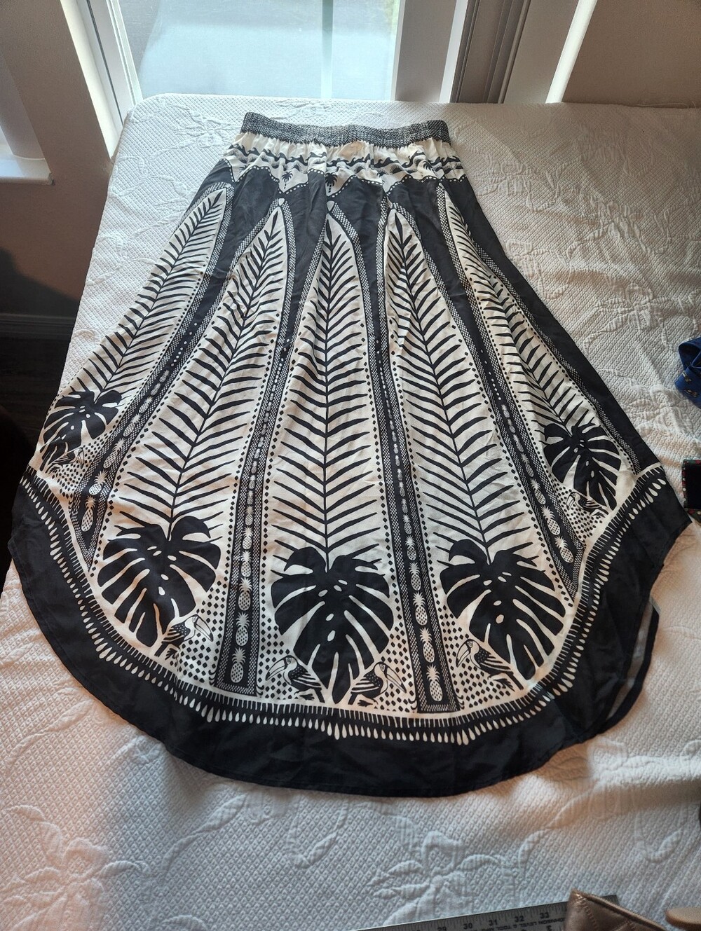 FARM Rio Black and Cream Asymmetrical Maxi Skirt - Picture 3 of 9